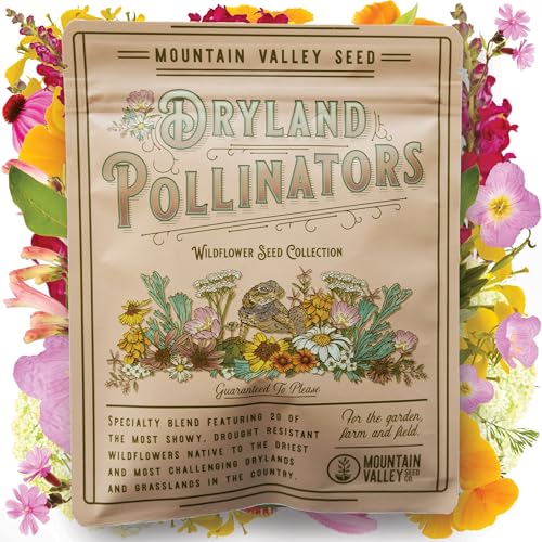 Sustainable Seed Co Wildflower Seed Bulk 2 oz 80,000 Seeds Drought-Tolerant | Mix with 20 Varieties, Pollinator-Friendly, Drought-Resistant Flowers for Dryland Gardens - style: Drought-Tolerant