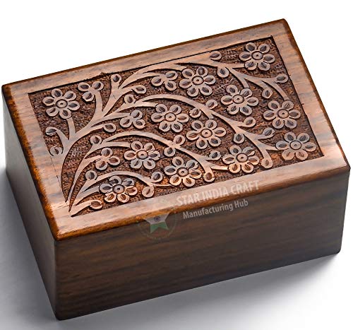 SIC Keepsake Urn for Ashes, Engraved Rosewood, 14 cu in | keepsake share of ashes; hand-finished rosewood; 14 cu in - size: Keepsake - 14lbs