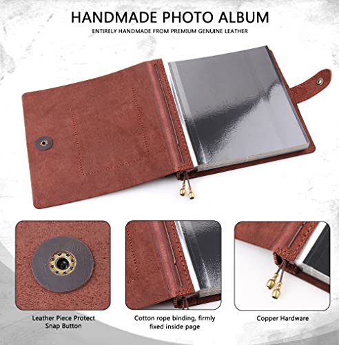 Leather photo Album Self Adhesive Pages, Handamde Leather Scrapbook Photo Album, Wedding Family Album, Holds 3x5, 4x6, 5x7, 6x8 Photos - Coffee - color: Coffee, size: 9.6x9.6x1.3