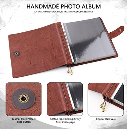 Leather photo Album Self Adhesive Pages, Handamde Leather Scrapbook Photo Album, Wedding Family Album, Holds 3x5, 4x6, 5x7, 6x8 Photos - Coffee - color: Coffee, size: 9.6x9.6x1.3