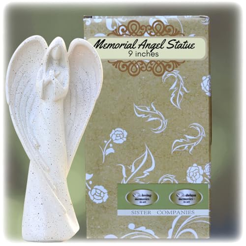 Angel Memorial Gifts for Sympathy, Stonelike Statue with Cedar Wreath, Gift Boxed with Poem Dedication Card