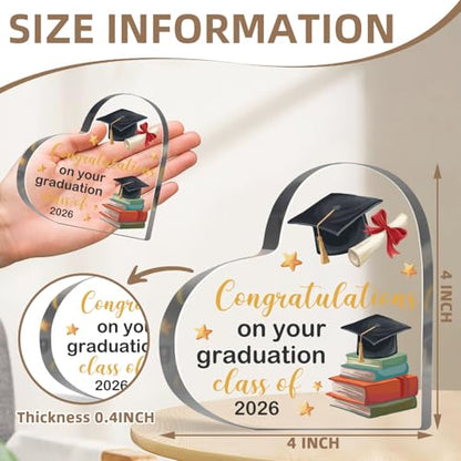 Happy Graduation Gifts for Women Men, Inspirational Graduation Keepsake Plaque, Congrats Acrylic Sign for High School College Graduate Son Daughter Friend, Home School Desk Shelf Decor - style: Graduation 02