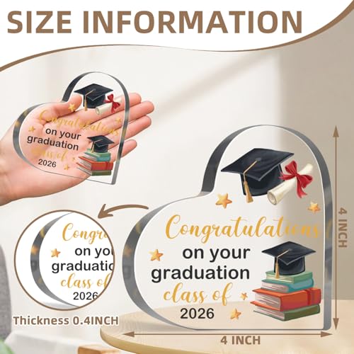 Happy Graduation Gifts for Women Men, Inspirational Graduation Keepsake Plaque, Congrats Acrylic Sign for High School College Graduate Son Daughter Friend, Home School Desk Shelf Decor - style: Graduation 02