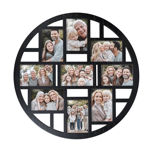 9-Opening Collage Picture Frame 4X6 Wall Decor – Black Round Multi Frame - color: Black, size: 9 Opening-Round