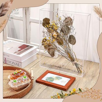 Barydat 2 Pcs 11'' x 14'' Acrylic Shadow Boxes Display Cases, Shadow Box DIY Frame Clear Acrylic Display Cases Wedding Memory Dried Flower Container Picture Photo Frame for Valentine Day Wedding - size: 11 x 14''