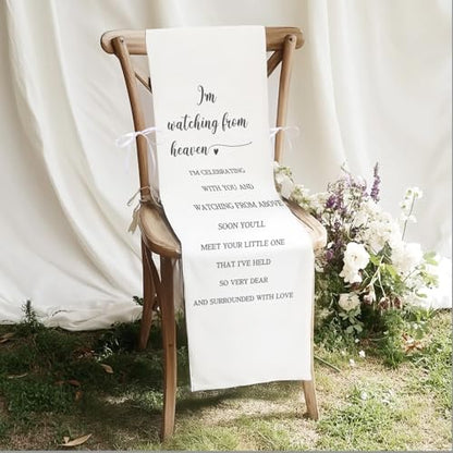 Memorial Wedding Chair Sign, Baby Shower Chair Reserved Signs, Reserved Seating Signs Baby Shower, In Loving Memory Sign, I'm Watching From Heaven Chairs Banner - style: Baby Shower