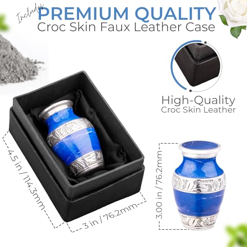 Marbled Metal Keepsake Urn for Human Ashes, Mini 6 Cu in, Blue - color: Blue, size: Small (Set of 1)