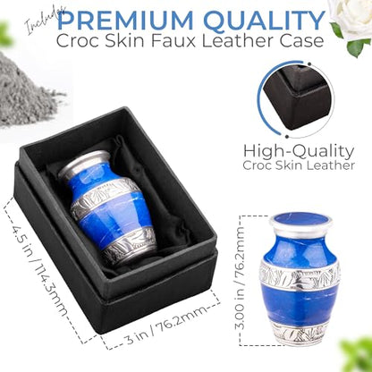 Marbled Metal Keepsake Urn for Human Ashes, Mini 6 Cu in, Blue - color: Blue, size: Small (Set of 1)