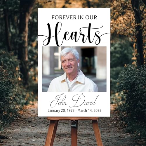 Memorial Funeral Sign, Heart Funeral Welcome Sign, 12' x 18' PVC, Double-Sided, Weather Resistant - color: Version 8