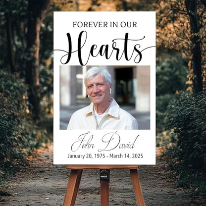 Memorial Funeral Sign, Heart Funeral Welcome Sign, 12' x 18' PVC, Double-Sided, Weather Resistant - color: Version 8