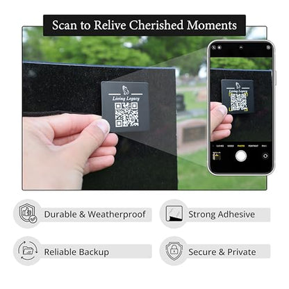 Living Legacy 2-Inch QR Code Memorial Plaque for Headstones and Gravestones - style: Serenity