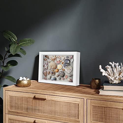 Americanflat 8.5x11 Shadow Box Frame with Shatter-Resistant Glass - Silhouette Collection - Large Shadow Box Display Case for Tabletop and Wall Display - White with Soft Felt Back | Shatter-resistant glass, 1.5 inch interior depth, hangs vertical or horiz