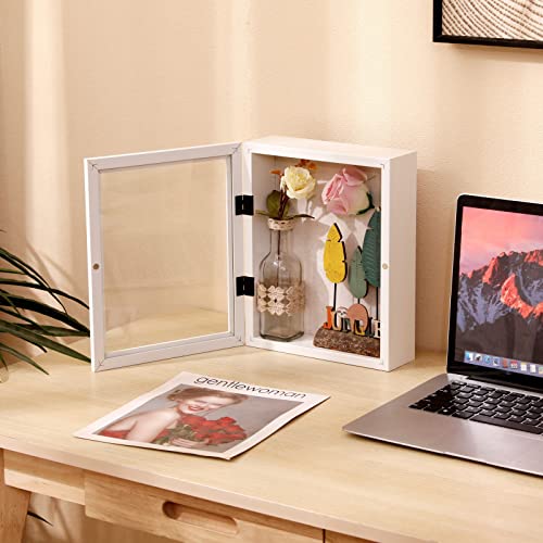 Muzilife 8x10 Shadow Box Wood Picture Frame, 2.16 Deep, Real Glass, White - color: White, size: 8x10