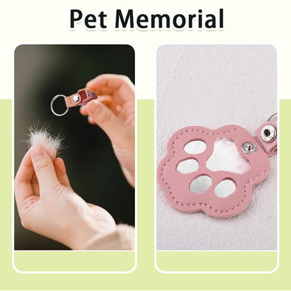 yaozeio Pet Hair Fur Keychain Keepsake for Dog Cat PU Leather Paw Print Bag Key Charm Accessory for Best Friend Pets Loss Sympathy Memorial Gifts for Pets Lover Owner Pink Pet Hair Locket Holder