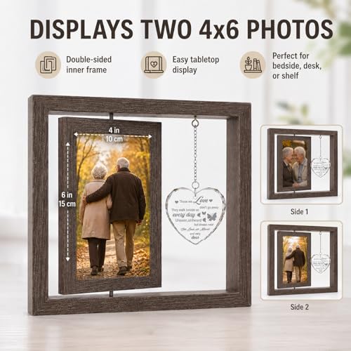 Memorial Sympathy Gifts for Loss of Loved One, Bereavement Remembrance Picture Frame for Loss of Mom Dad, In Memory of Loved One Gifts, Condolence Funeral Sentimental Gift, Rotating Frame Displays Two 4x6 Photos - size: Those We Love