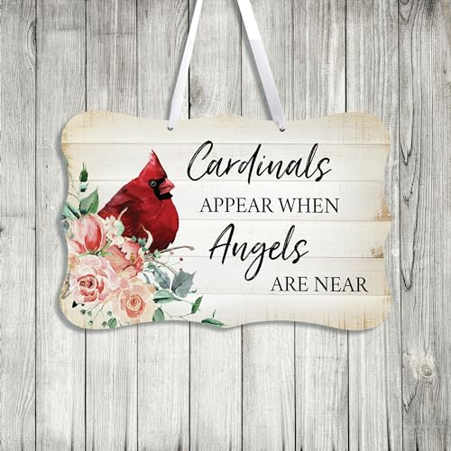 LifeSong Milestones Memorial Wall Hanging Signs Bereavement Keepsake Condolence Funeral Gift For Loss of Loved One 8x12 (Cardinals Appear When Angels (White)) - color: Cardinals Appear When Angels (White)