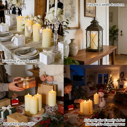 MUMCHASI 4 Packs Flameless Candles, Battery Operated Candles with Remote, Plastic LED Flickering Candles, Pillar Candles for Home Wedding Party Halloween Christmas D3 xH6 (Ivory) - color: ivory-plastic