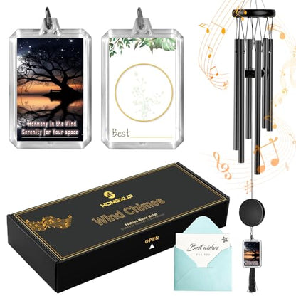 Customizable Memorial Wind Chime - Outdoor Bereavement Gift with Removable Charms, Sympathy Keepsake for Loss, Garden & Patio Decor (Black) - size: Black