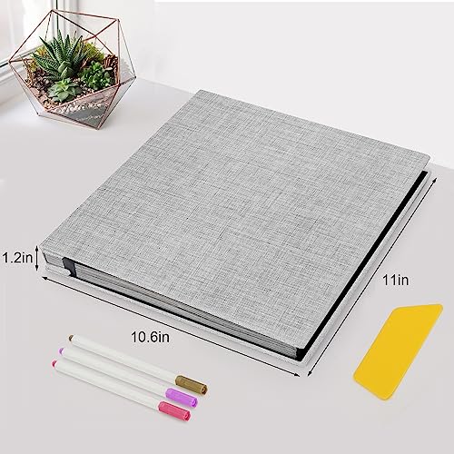 Zesthouse Photo Album Self Adhesive Pages, 60 Pages Magnetic Scrapbook Albums with Sticky Page, Photos Album Holds 8x10 & 5X7 & 4x6 & 6x8 & 3x5, Large Picture Book Ideal Gift for Family Wedding Baby - color: Grey, size: 11"x10.6"/Black 60 Pages