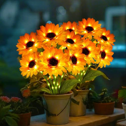 ANGMLN Solar Garden Lights 4 Pack 24 Solar Sunflower Lights Fall Decor - color: 6 Head Sunflower