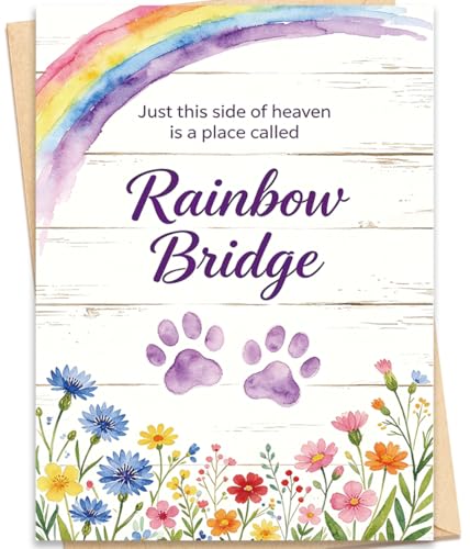 fancu Pet Sympathy Card for Dogs | Rainbow Bridge Sympathy Card for Loss of Dog, Pet Loss Gift, 5 X 7 Inches Envelope Sticker - color: ZC-024