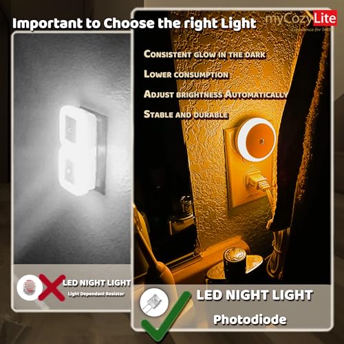 Amber Night Light Plug in, Dusk to Dawn Sensor, Blue Light Blocking, Automatic Nightlight, Energy Efficient, 2 Pack LED Night Lights Plug into Wall, for Bathroom, Bedroom, Kitchen, Hallway, Stairway - color: Amber
