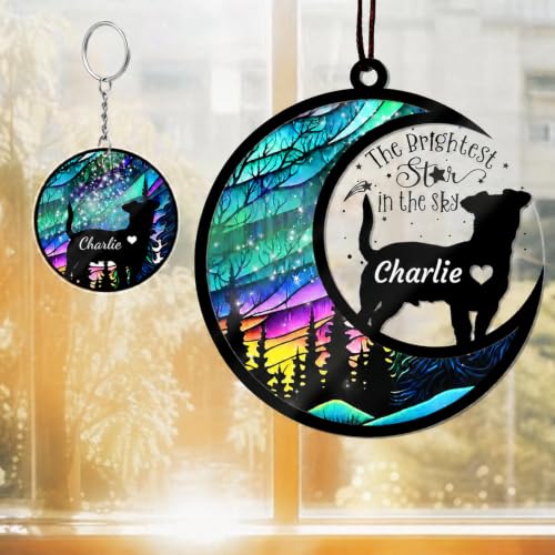 Dog Memorial Suncatcher, Personalized with Name and Dog Breeds, Custom Pet Loss Suncatcher, Gifts for Pet Lovers, Memorial Ornament Loss of Pet Sympathy Gift, in Loving Memory for Loss Dog - color: #1 Dog Suncatcher