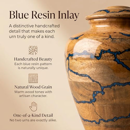 Handcrafted Decoarative Wooden Urns for Human Ashes Adult Male Female, Wooden Urn Box for Pets, Memorial Urn, Funeral Cremation Urn Jar Wooden - (Large 200 cu/in) - size: Large