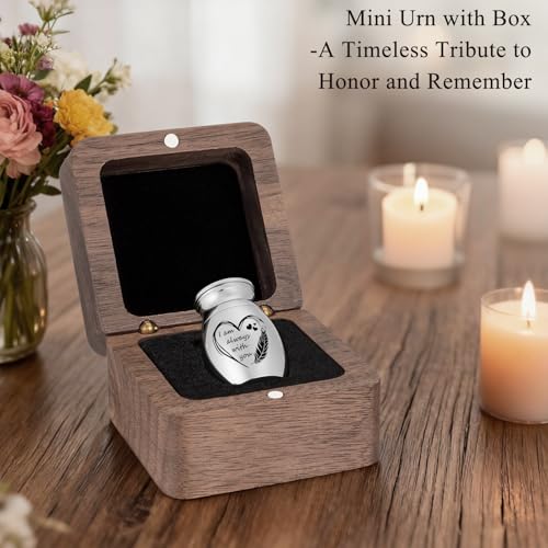 SOITIS Small Urns for Human Ashes Keepsake 1.2 Inches Stainless Steel Mini Urns for Ash Square Box Tiny Cremation Urns for Women Men Funeral Keepsake Urn - color: Square Box B
