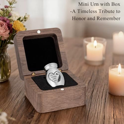SOITIS Small Urns for Human Ashes Keepsake 1.2 Inches Stainless Steel Mini Urns for Ash Square Box Tiny Cremation Urns for Women Men Funeral Keepsake Urn - color: Square Box B