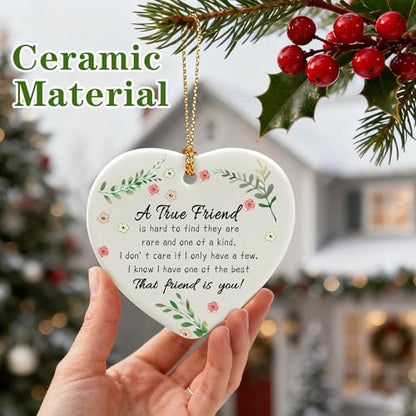 A True Friend is Hard to Find They are Rare and One of a Kind - Birthday, Christmas Friendship Gift | Gifts for Best Friend, Bestie, Female BFF | Ceramic Keepsake, Friendship Christmas Ornament - color: A True Friend