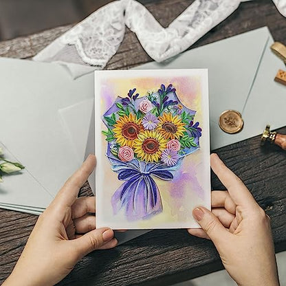 Sympathy Sunflower Quilling Card, 5 x 7 inches, Thank You - color: Fabulous Sunflower