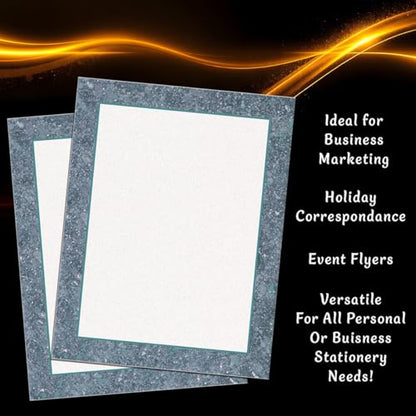 PaperDirect Attractive Blue Patina Letter Paper, Elegant Full-Color Marble Design, 8.5 x 11, Acid-Free, Ideal for Invitations, Flyers, Certificates, Crafts, Business Use, Cards, 25 Sheets - color: Attractive Blue Patina