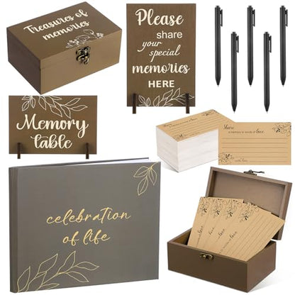Celebration of Life Guest Book Funeral Memory Cards, White Leaf - style: White Leaf