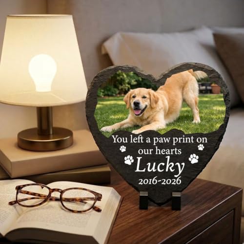 Dog Memorial Stone for Loss of Pet Cat with Photo Dog Sympathy Gifts - color: Design 13