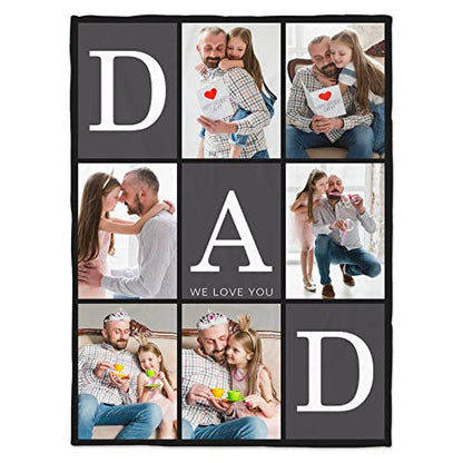 Printwoo Gifts for Dad Customized Blanket with Photo, Make a Personalized Fathers Day Blankets with Picture to My Dad Custom Memories Souvenir Throw Blanket for Best Daddy Ever - color: 6 Photo-3