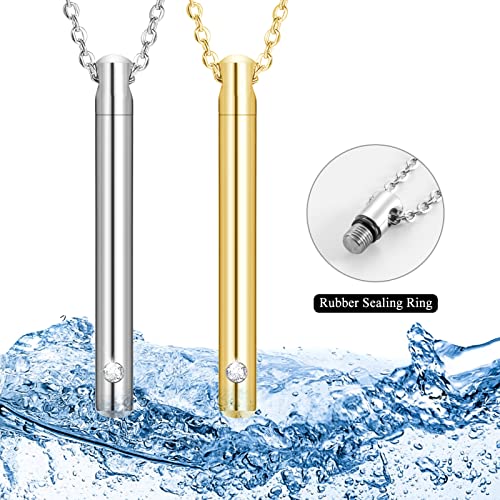 XIUDA Urn Necklace for Ashes Stainless Steel Cremation Necklace with Crystal Memorial Pendant Necklace - color: set-2-engraving