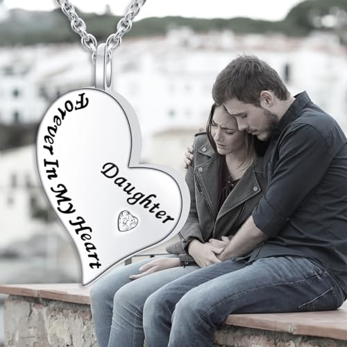 Ladytree 925 Sterling Silver Cremation Urn Necklace for Ashes - style: Daughter