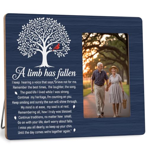 Memorial Picture Frame, Sympathy Photo Frame, Loss of Loved One Gift, Cardinal Tree Remembrance Keepsake, 4x6 Photo - color: Blue Limb