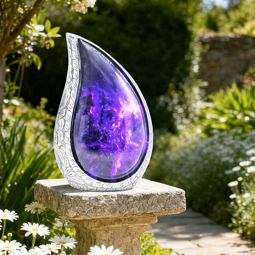 M MEILINXU Purple Urns for Human Ashes Adult Female, Cosmic Galaxy Teardrop - color: Purple & Blue, size: Large / Full Size