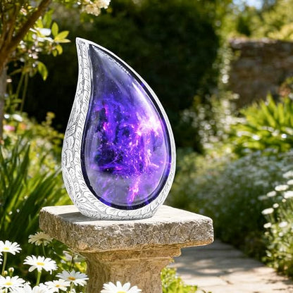 M MEILINXU Purple Urns for Human Ashes Adult Female, Cosmic Galaxy Teardrop - color: Purple & Blue, size: Large / Full Size