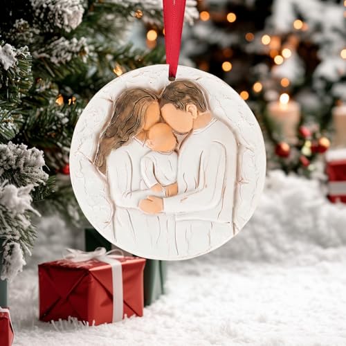 Christmas Ornaments 3D Our First Christmas As A Family of Three Ornament Xmas Tree Decoration - Baby First Christmas Ornaments 2026 - Best Parents and Kids Gift for Wife, Husbands, Her, Him - style: Family of 3