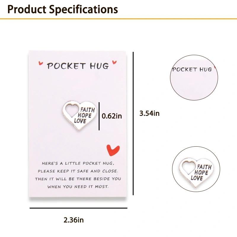 Faith Hope Love Heart Pocket Charm With Greeting Card Pocket Hug Token Gift | Encouragement Pocket Coin, Sympathy Remembrance Gift Cheer Up Motivational Tiny Pocket Token, Bereavement Comfort Gift Ideas - color: Faith Hope Love Heart Pocket
