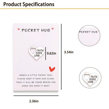 Faith Hope Love Heart Pocket Charm With Greeting Card Pocket Hug Token Gift | Encouragement Pocket Coin, Sympathy Remembrance Gift Cheer Up Motivational Tiny Pocket Token, Bereavement Comfort Gift Ideas - color: Faith Hope Love Heart Pocket