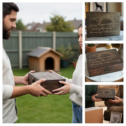 Pet Loss Gift, Engraved Wooden Memorial Memory Box for Dogs & Cats - size: Medium, style: Pet