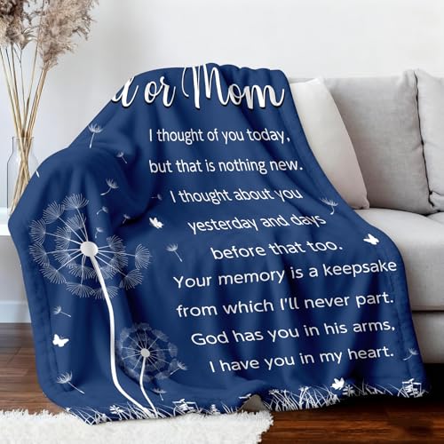 Ships Next Day, Custom Memorial Sympathy Gifts for Loss of Mom Dad Grandma Grandpa - Printed in USA, Hugs from Heaven Flannel Blanket, in Memory of Gifts, Condolence Bereavement Remembrance Gifts - size: customize now