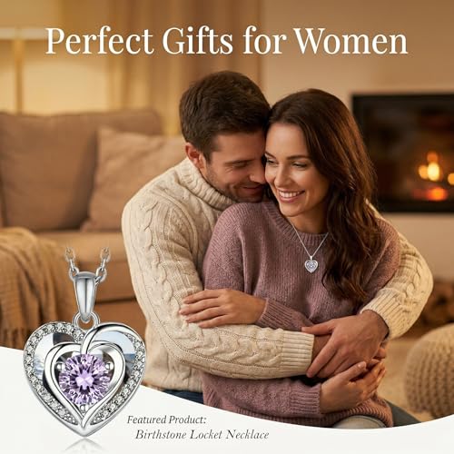 Locket Heart Necklace that Holds Pictures Photo Lockets Birthstone Pendant Anniversary Memorial Jewelry Gifts for Women - color: 06-June-Silver-Heart Locket