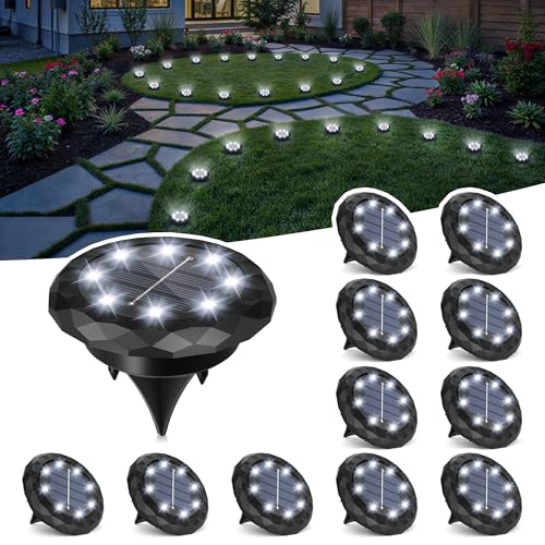 SOLPEX 12 Pack Small Solar Ground Lights, Driveway Lights Cool White - color: Cool White, size: 12 Pack