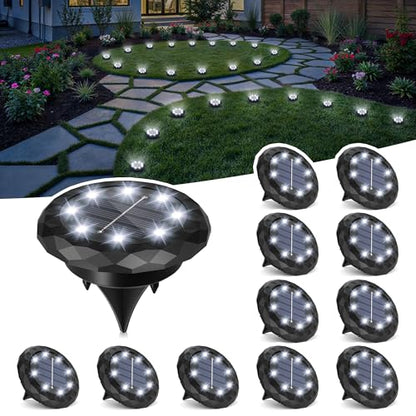 SOLPEX 12 Pack Small Solar Ground Lights, Driveway Lights Cool White - color: Cool White, size: 12 Pack