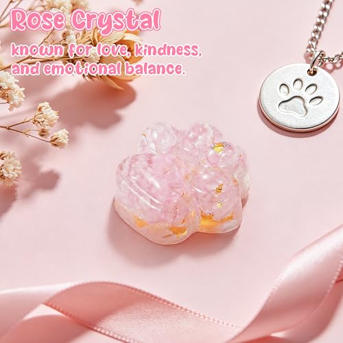 EYxsaxenk Loss of Pet Sympathy Gift - Pink Crystal Mini Paw Pocket Hug with Memorial Card Envelope Remembrance Bereavement Gift for Loss of Dog Cat Sympathy Favor Adult Pet Lover Stress Relief Supply - color: Pink + Thank You Card